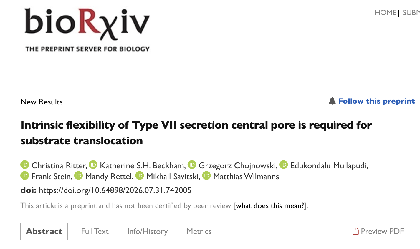 New preprint: flexibility in the ESX-5 secretion pore
